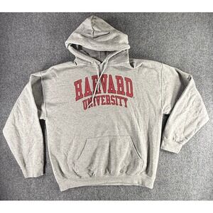 Harvard University Hoodie Gray Crimson Collegiate Sweatshirt Mens L
